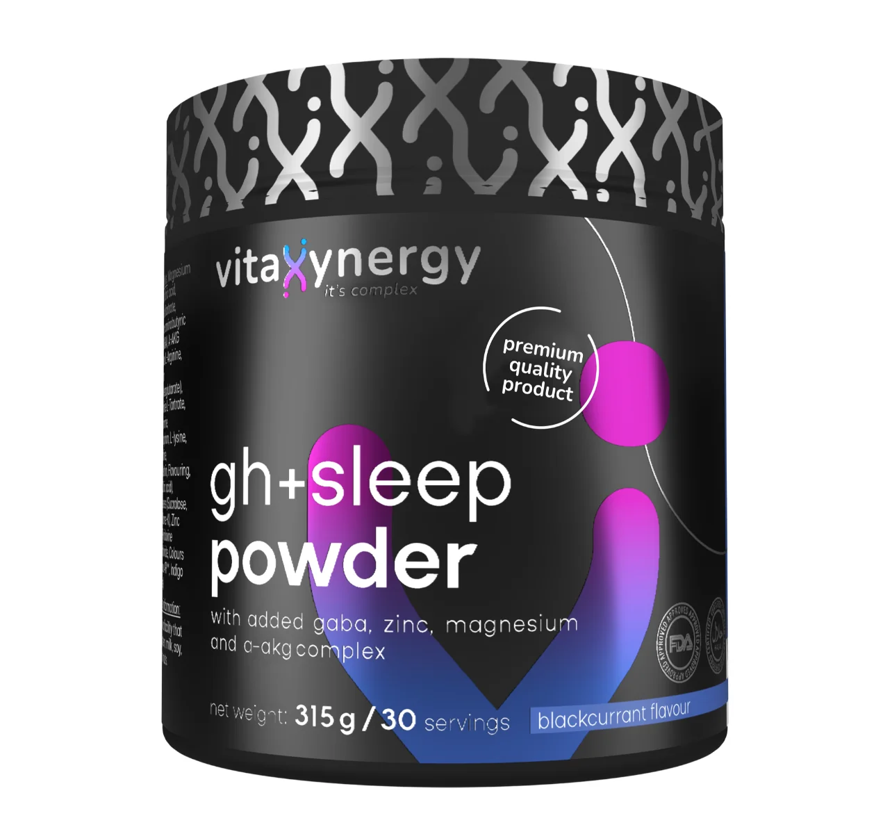 Supliment alimentar pentru somn odihnitor cu aroma de coacaze negre GH+ Sleep, 315g, Vitaxynergy