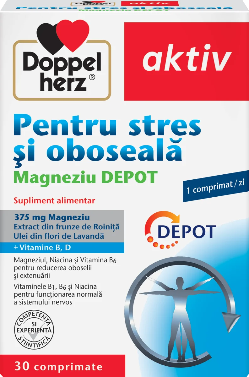 Magneziu Depot Aktiv pentru stres si oboseala, 30 comprimate, Doppelherz