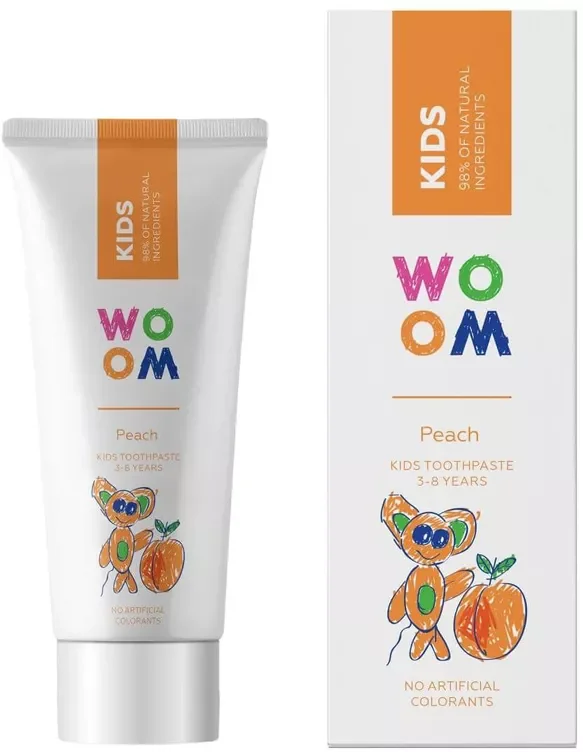 Pasta de dinti pentru copii 3-8 ani Kids Peach, 50ml, Woom