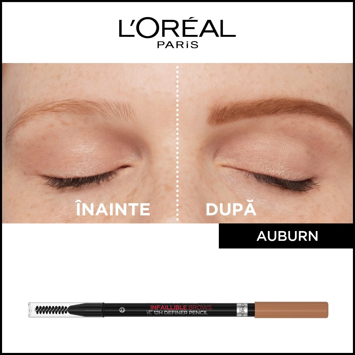 Creion de sprancene cu efect de definire Infaillible 12H Definer 6.32 Auburn, 5g, L'Oreal Paris 