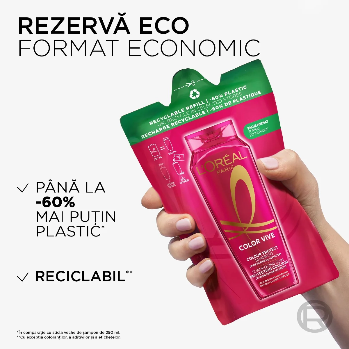 Sampon pentru protejarea culorii Color Vive rezerva eco, 250ml, Elseve 