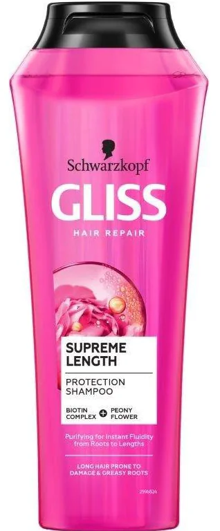 Sampon Supreme Length pentru par lung predispus deteriorarii si ingrasarii radacinilor, 250ml, Gliss