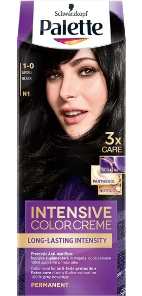 Vopsea crema permanenta Palette Intensive N1 Negru, 110ml, Schwarzkopf