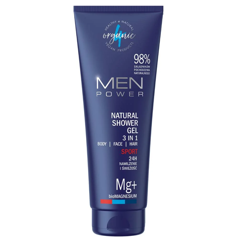 Gel de dus 3 in 1 Sport Men Power, 250ml, 4Organic 