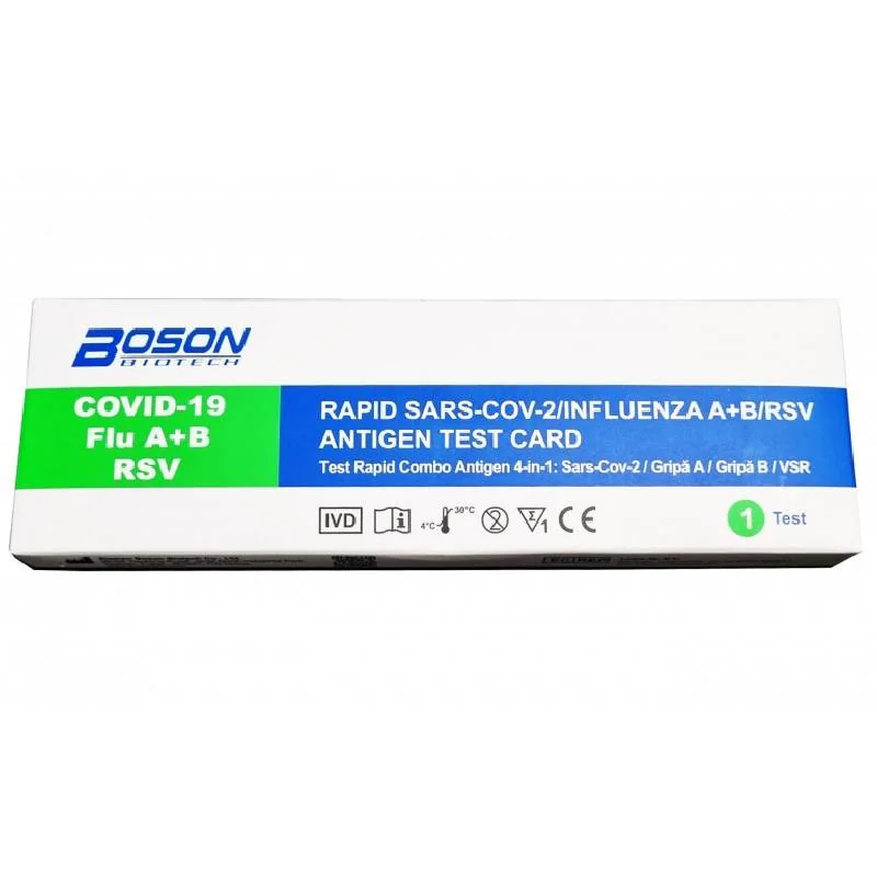 Test Rapid Combo 4 in 1 Covid 19 + Gripa A/B + RSV cu prelevare nazofaringiana, 1 bucata, Boson 