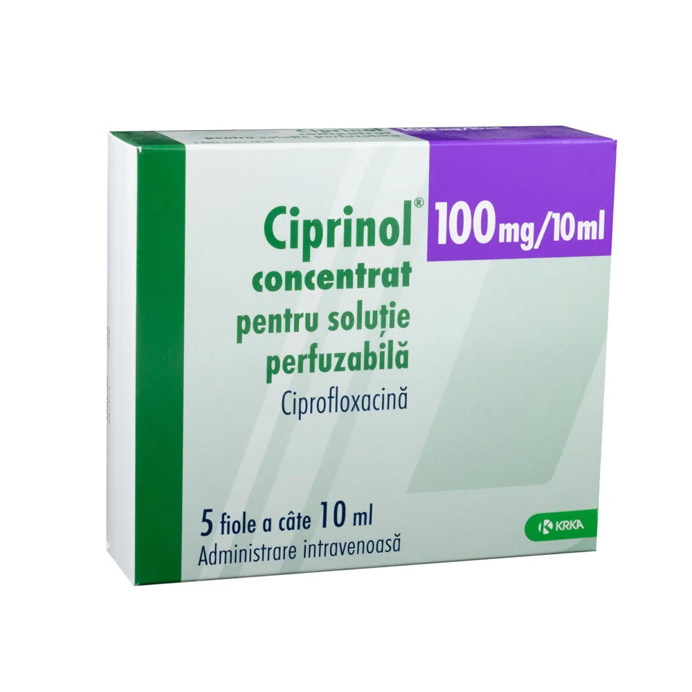 Ciprinol solutie perfuzabila 100mg/10ml, 5 fiole, KRKA