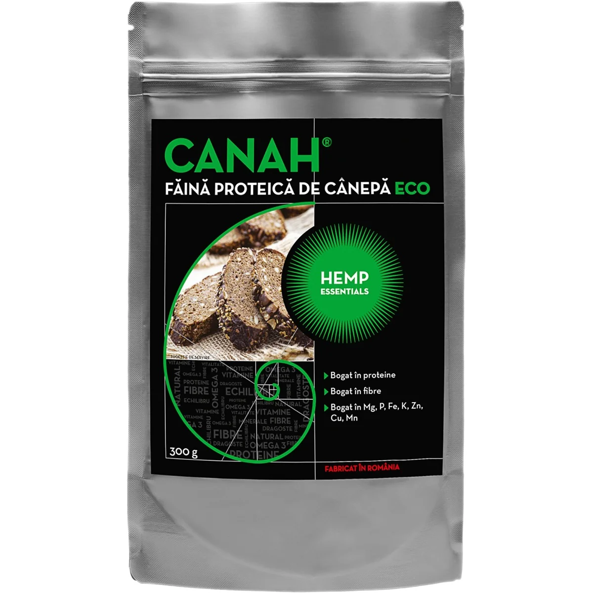 Faina proteica de canepa ECO, 300g, Canah