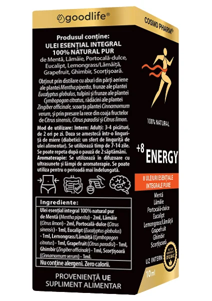 Mix de uleiuri esentiale integrale +8 Energy, 10ml, Cosmopharm 