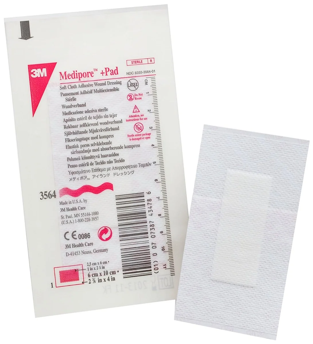 Pansament cu pad central absorbant Medipore+Pad 6x10 cm, 1 bucata, 3M Healthcare