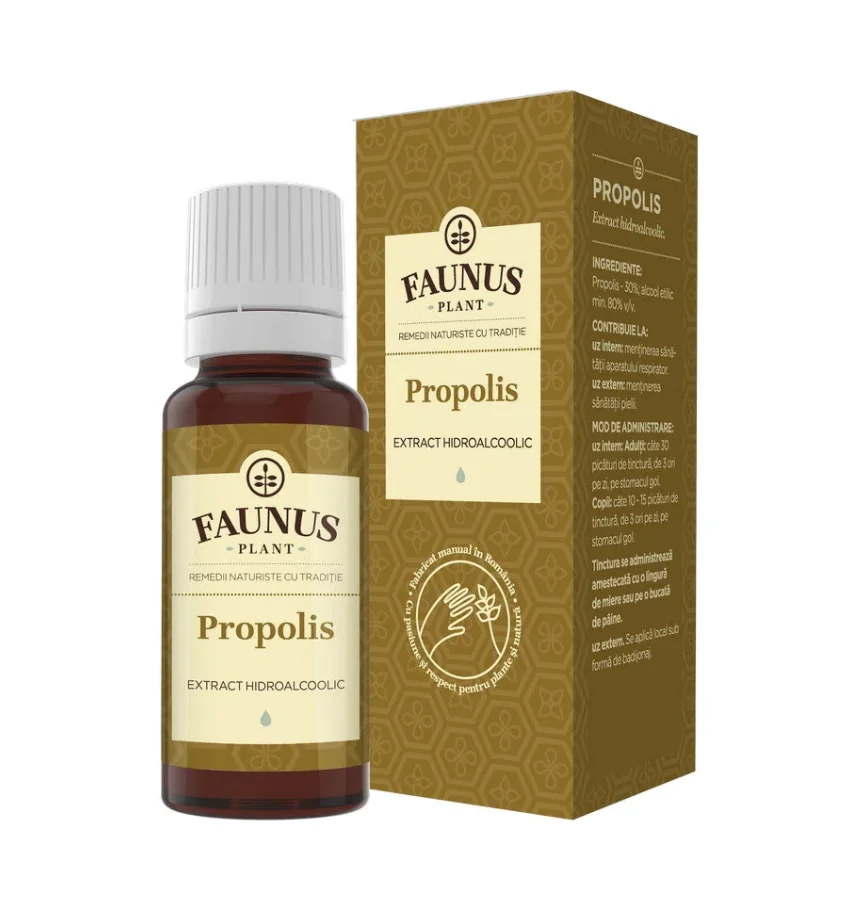 Tinctura de Propolis antimicrobian, 20ml, Faunus Plant