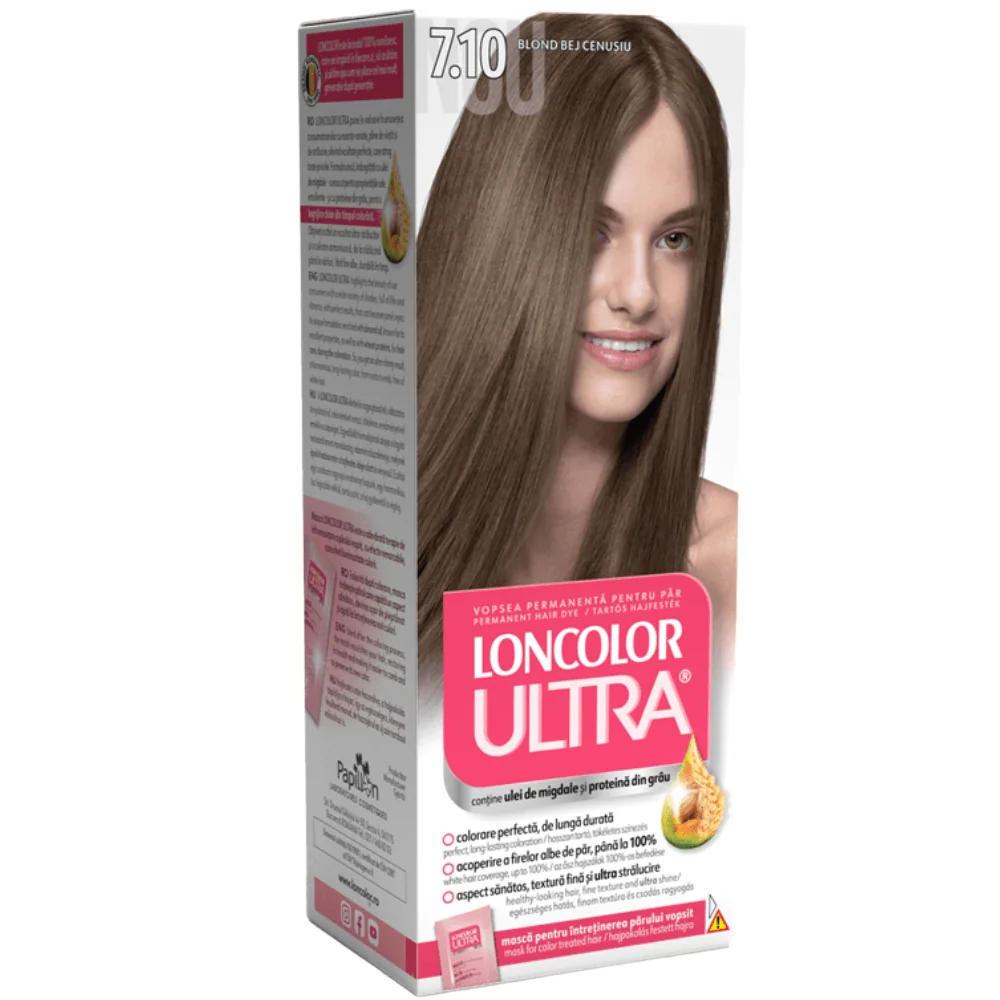 Vopsea de par permanenta Ultra Nr. 7.10, 110ml, Loncolor