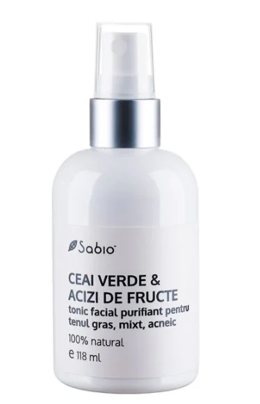 Tonic facial purifiant cu ceai verde si acizi de fructe, 118ml, Sabio