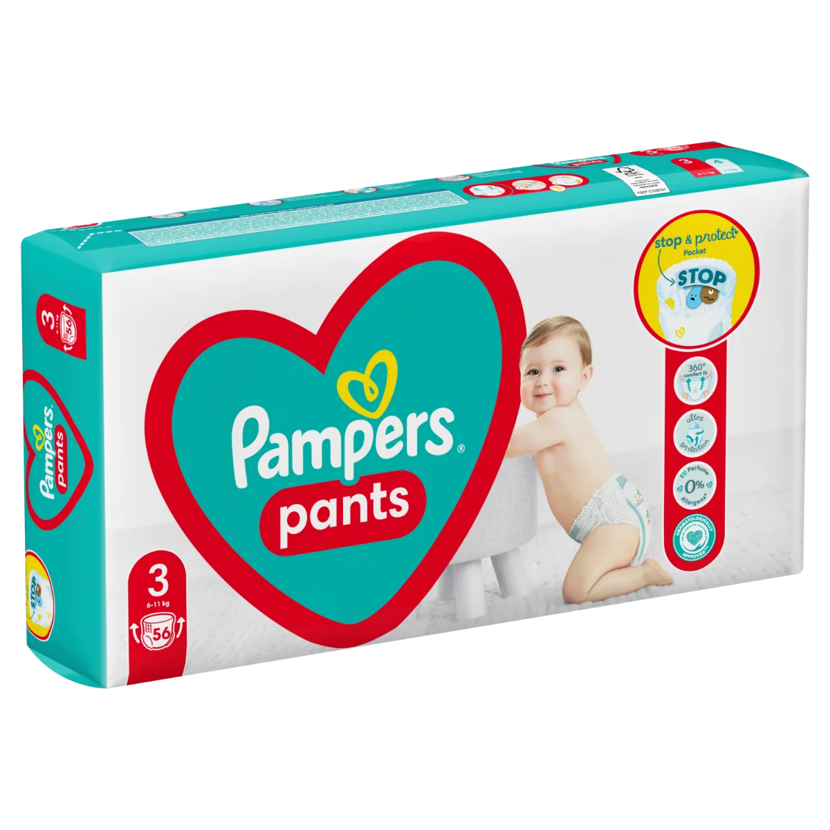 Scutece-chilotel Pants Marimea 3 pentru 6-11 kg, 56 bucati, Pampers 