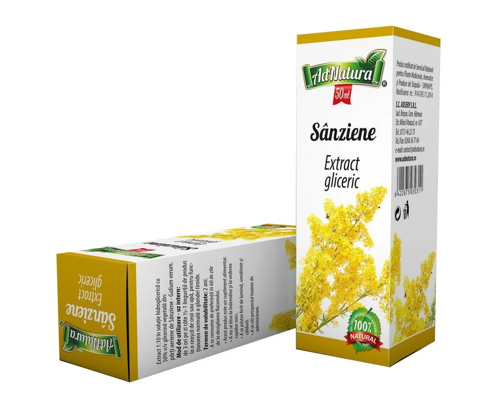 Extract gliceric de sanziene cu flori galbene, 50ml, AdNatura