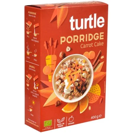 Cereale terci organic cu morcovi si portocale Carrot Cake, 400g, Turtle