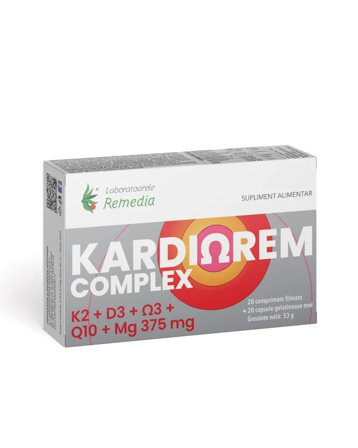 Kardiorem Complex, 20 comprimate filmate + 20 capsule moi, Laboratoarele Remedia