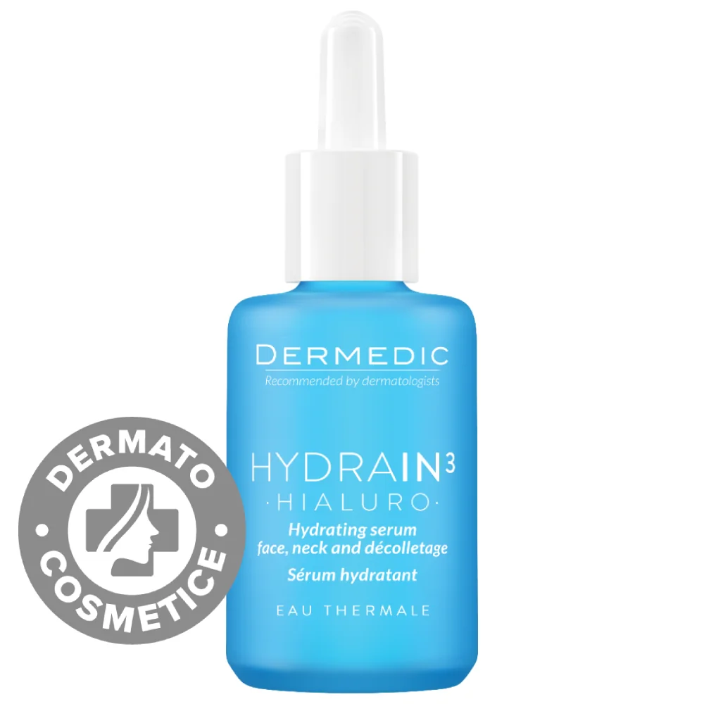 Ser hidratant pentru fata & gat si decolteu Hydrain3 Hialuro, 30ml, Dermedic