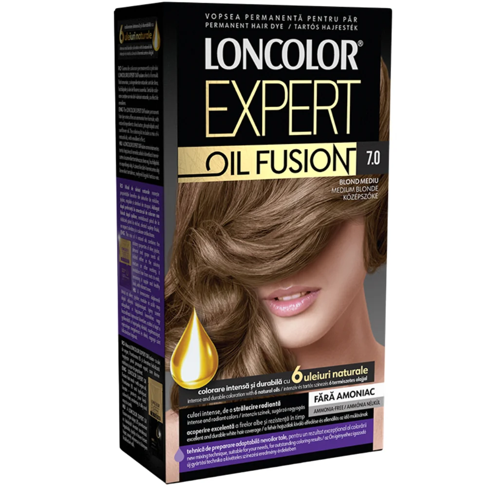 Vopsea de par permanenta Expert Oil Fusion Nr 7.0, 115ml, Loncolor