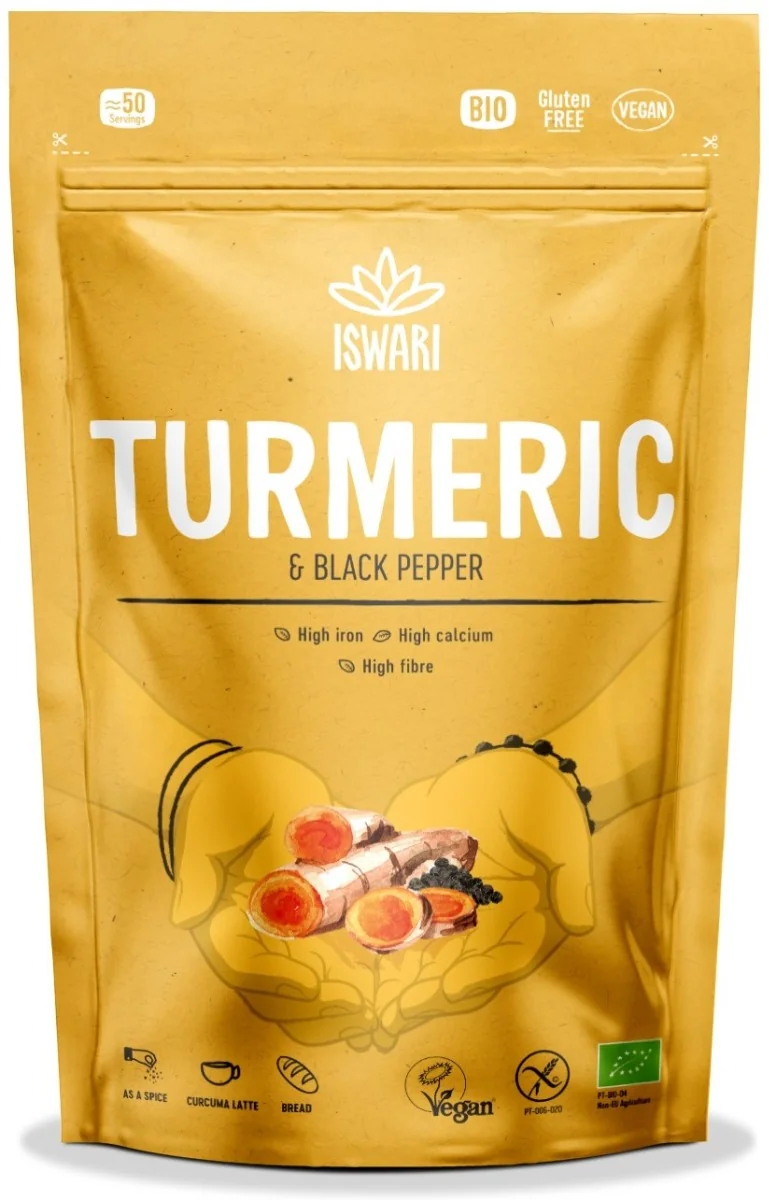 Pulbere functionala bio din turmetic si piper negru, 150g, Iswari 