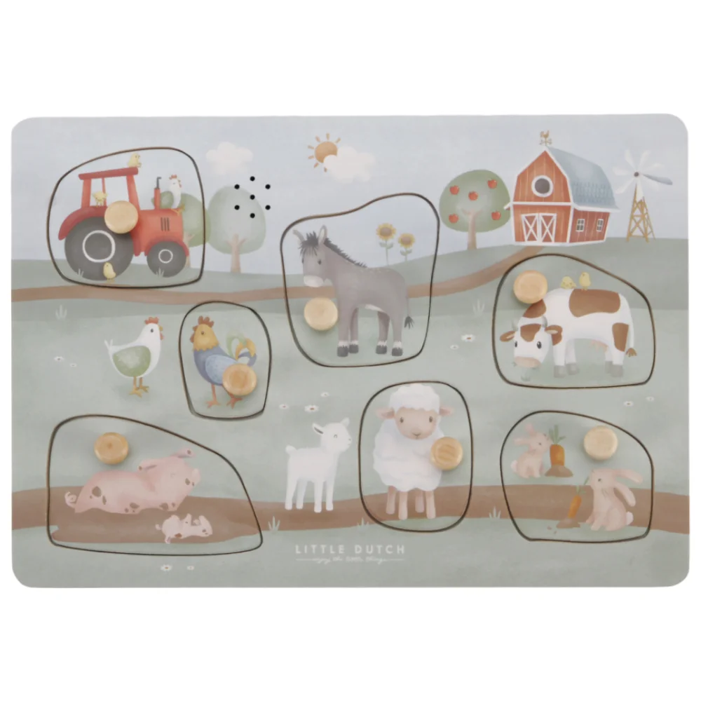 Puzzle din lemn FSC cu sunete Little Farm, 1 bucata, Little Dutch 