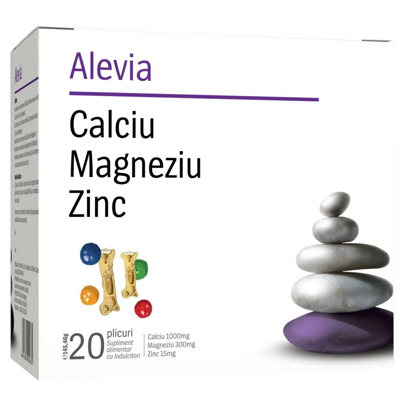 Calciu Magneziu Zinc, 20 plicuri, Alevia