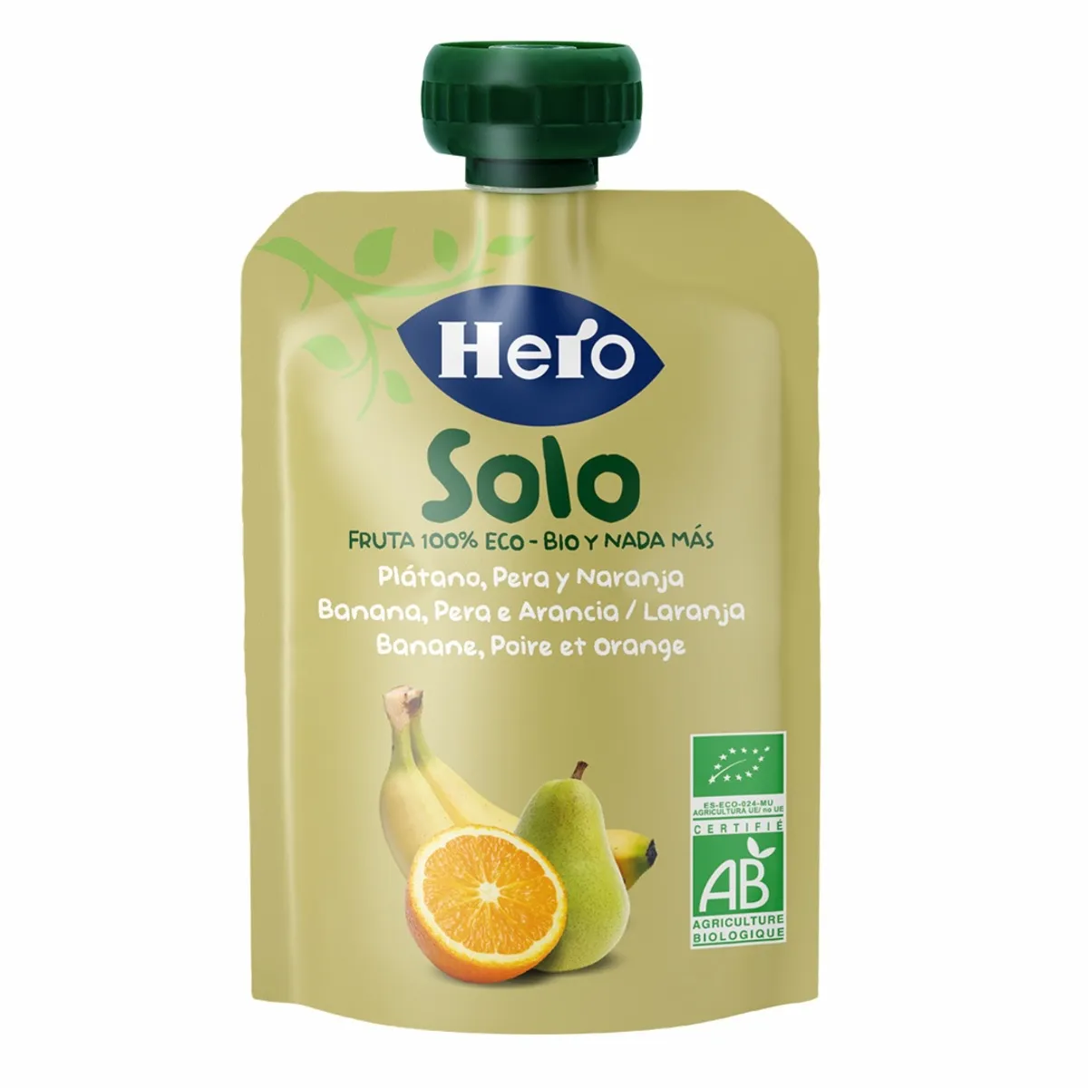 Gustare eco din banane, pere si portocale Solo pentru +4 luni, 100g, Hero Baby 