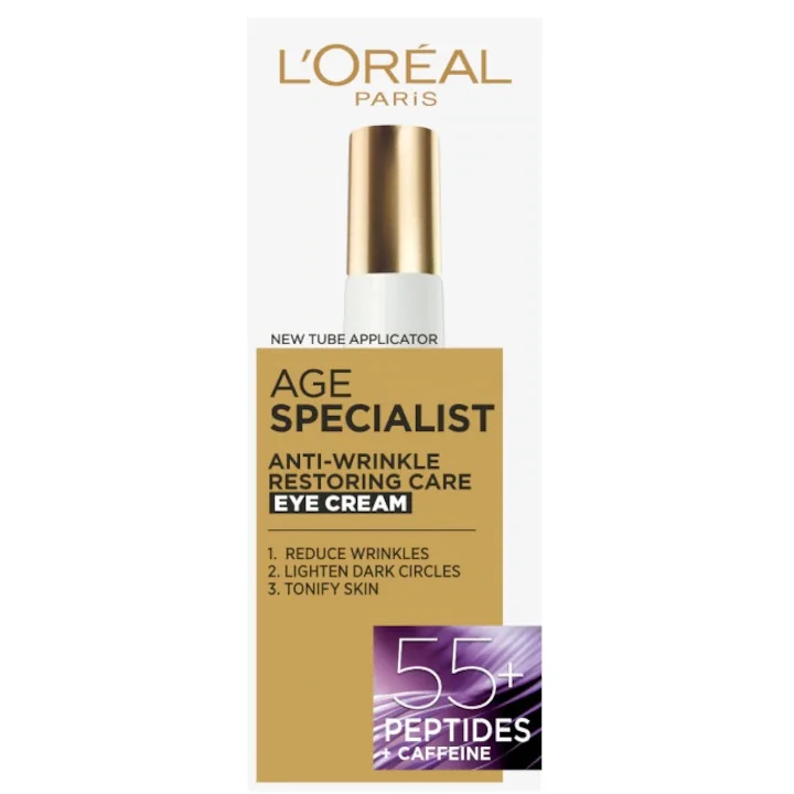 Crema antirid de ochi cu efect resturator Age Specialist 55+, 15ml, L'Oreal Paris