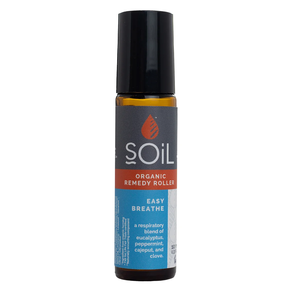 Roll-on cu uleiuri esentiale pure organice Ecocert respiratie usoara Breathe, 10ml, Soil