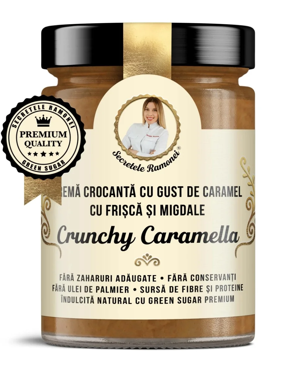 Crema cu gust de caramel si migdale Crunchy Caramella Secretele Ramonei, 350g, Laboratoarele Remedia 