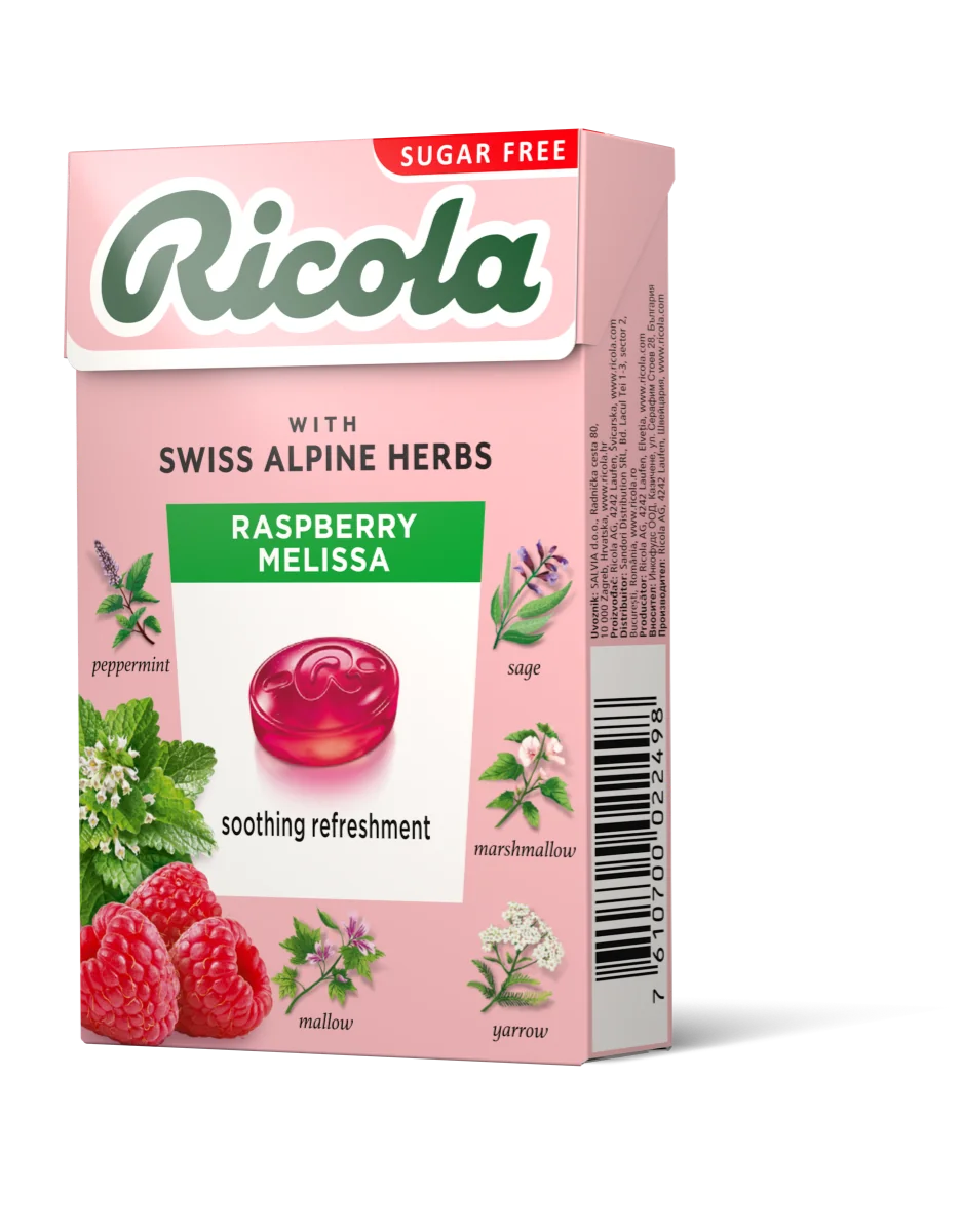 Dropsuri din plante Raspberry Melissa, 40g, Ricola