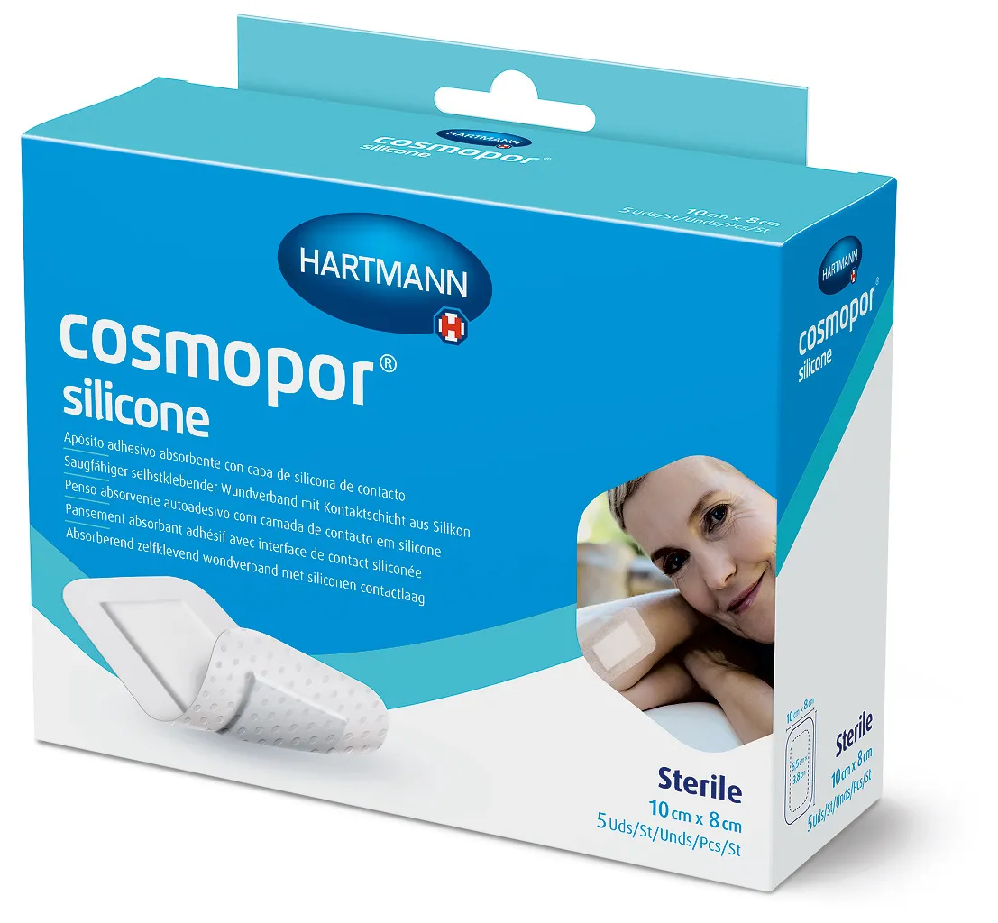 Plasturi autoadezivi Cosmopor Silicone, 10x8cm, 5 bucati, Hartmann 