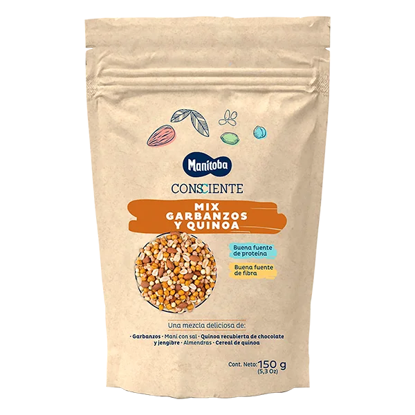 Mix de naut arahide migdale si quinoa invelita in ciocolata, 150g, Manitoba