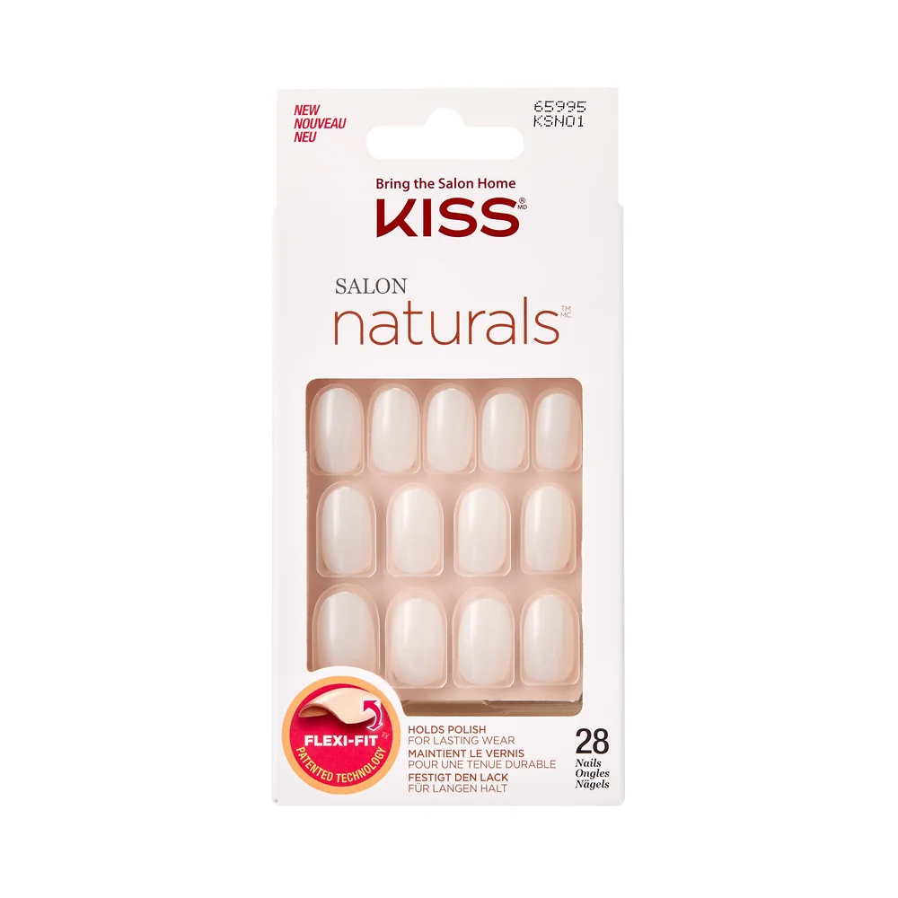 Unghii false Salon Natural Break Even Medium Oval, 28 bucati, Kiss