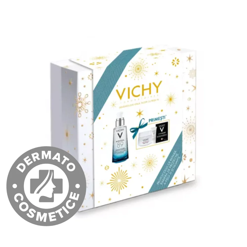 Pachet XMAS 2023 Mineral 89 Gel Booster 50ml + Liftactiv Crema de noapte 15ml, Vichy