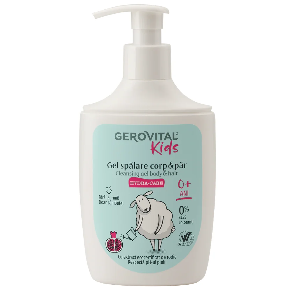 Gel spalare pentru corp si par Gerovital Kids Hydra-Care, 300ml, Gerovital