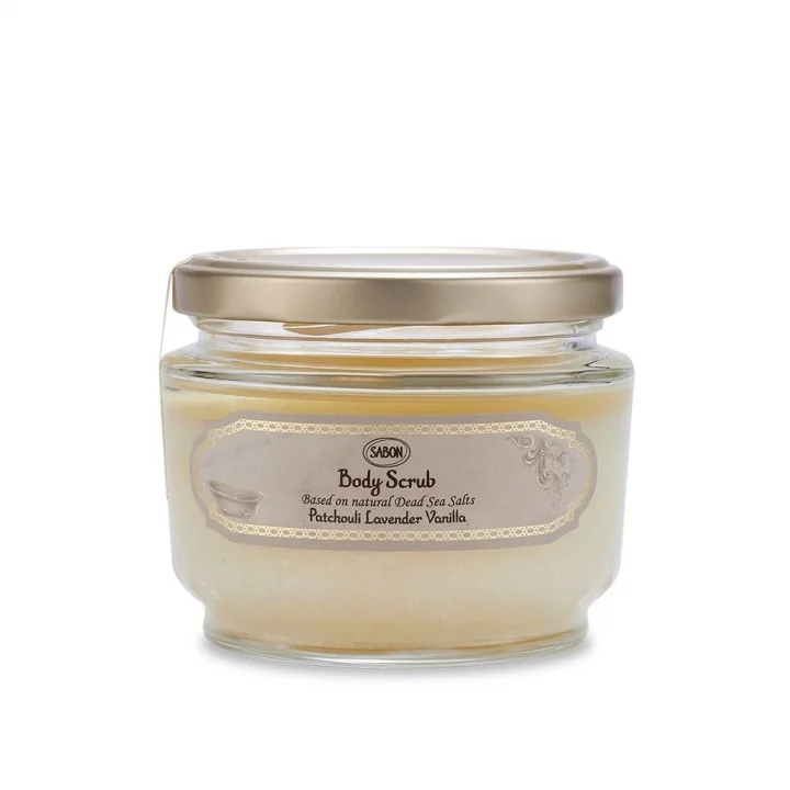 Exfoliant de corp Patchouli Lavender Vanilla, 320g, Sabon 