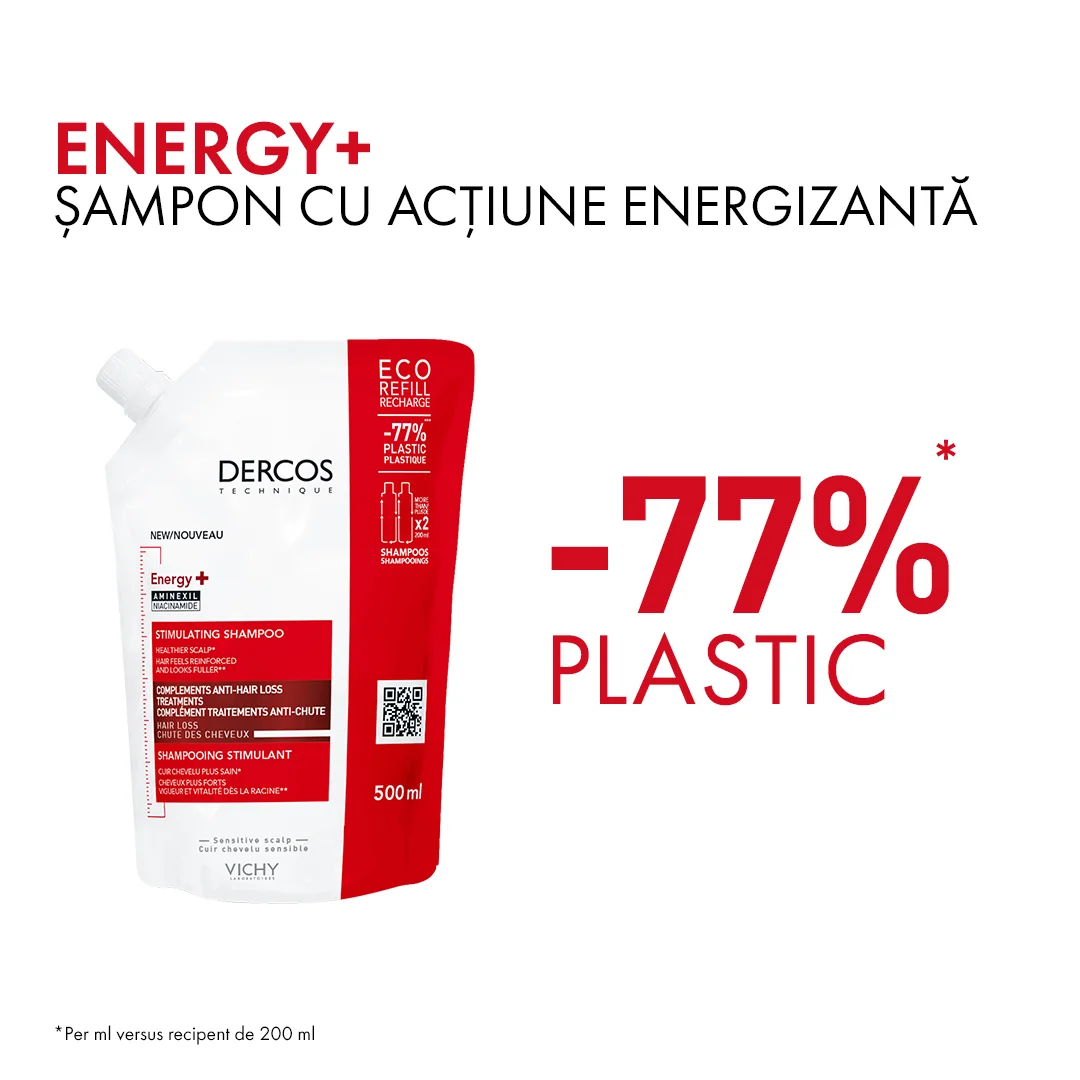 Sampon EcoPack Energy+ Dercos, 500ml, Vichy 