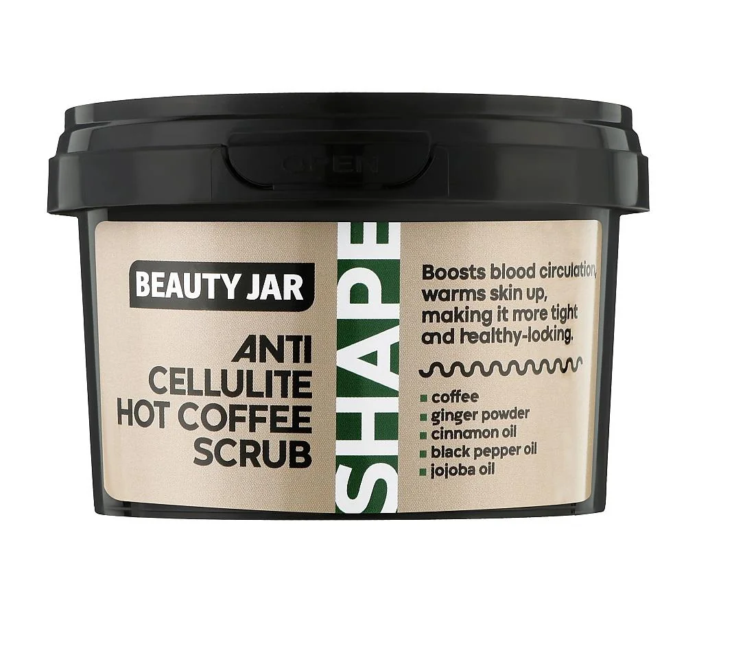 Scrub anticelulitic cu cafea, ulei de jojoba si scortisoara Shape Line, 250g, Beauty Jar