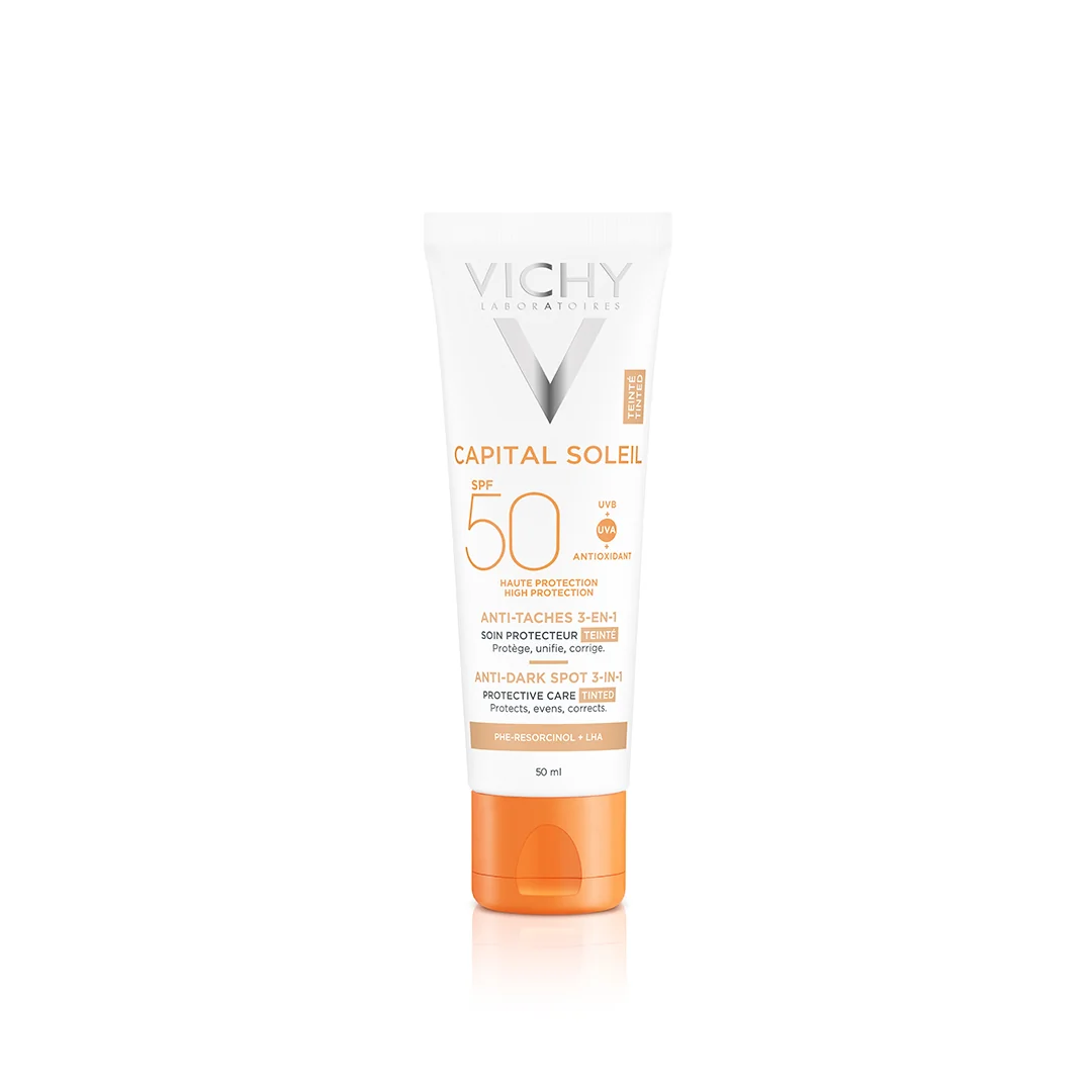 Crema colorata anti-pete pigmentare cu protectie solara SPF 50+ pentru fata Capital Soleil, 50ml, Vichy 