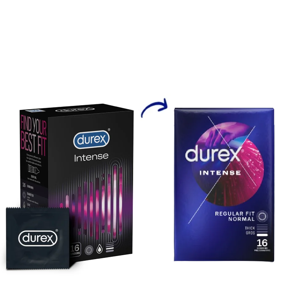 Prezervative Intense Orgasmic, 16 bucati, Durex 