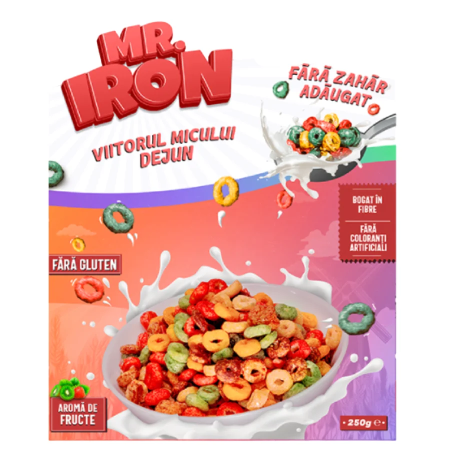 Cereale din ovaz fara zahar si fara gluten Fructe inghetate, 250g, Mr. Iron 