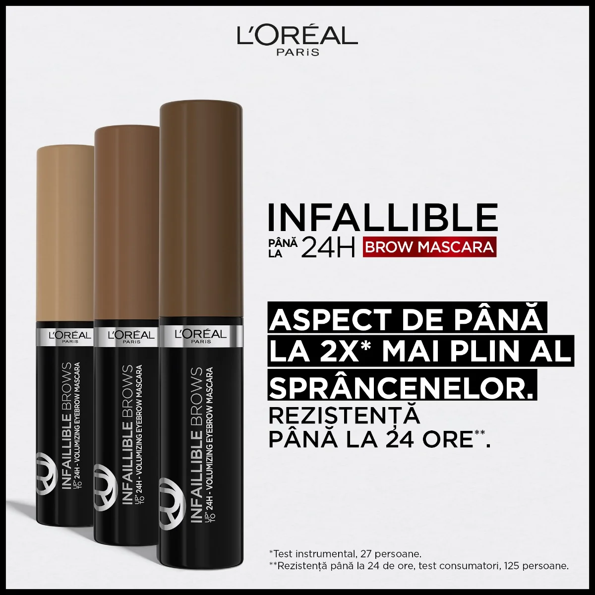 Mascara pentru sprancene cu efect de volum Infaillible 24H Blonde, 4.9ml, L'Oreal Paris 