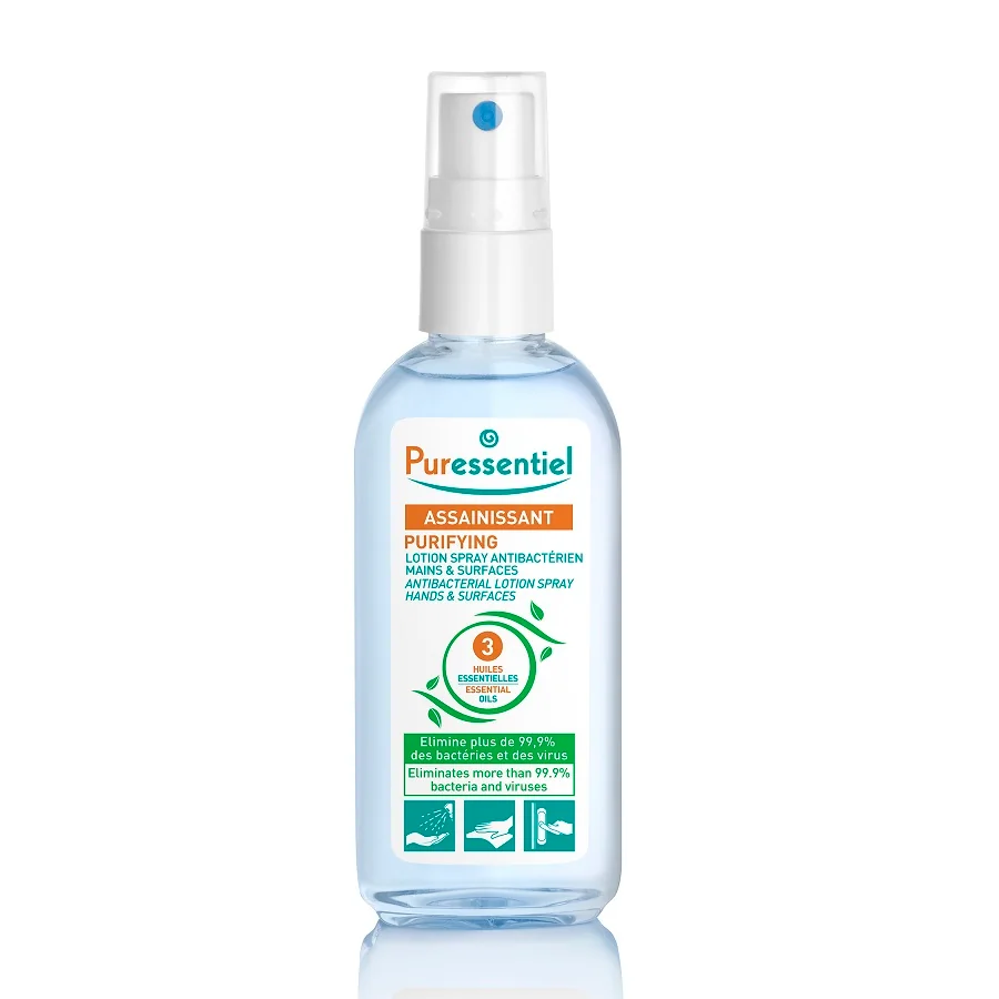 Lotiune spray antibacteriana pentru maini cu 3 uleiuri esentiale, 80ml, Puressentiel