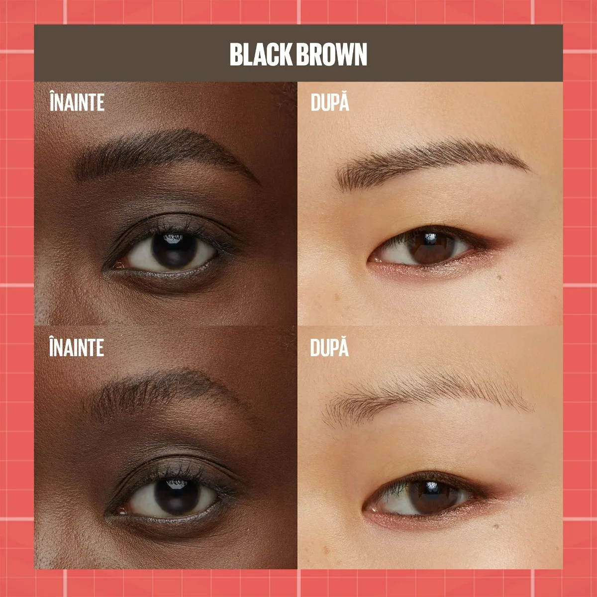 Marker de sprancene si gel de fixare 2 in 1 262 Black Brown Build a Brow, 1.4g, Maybelline 