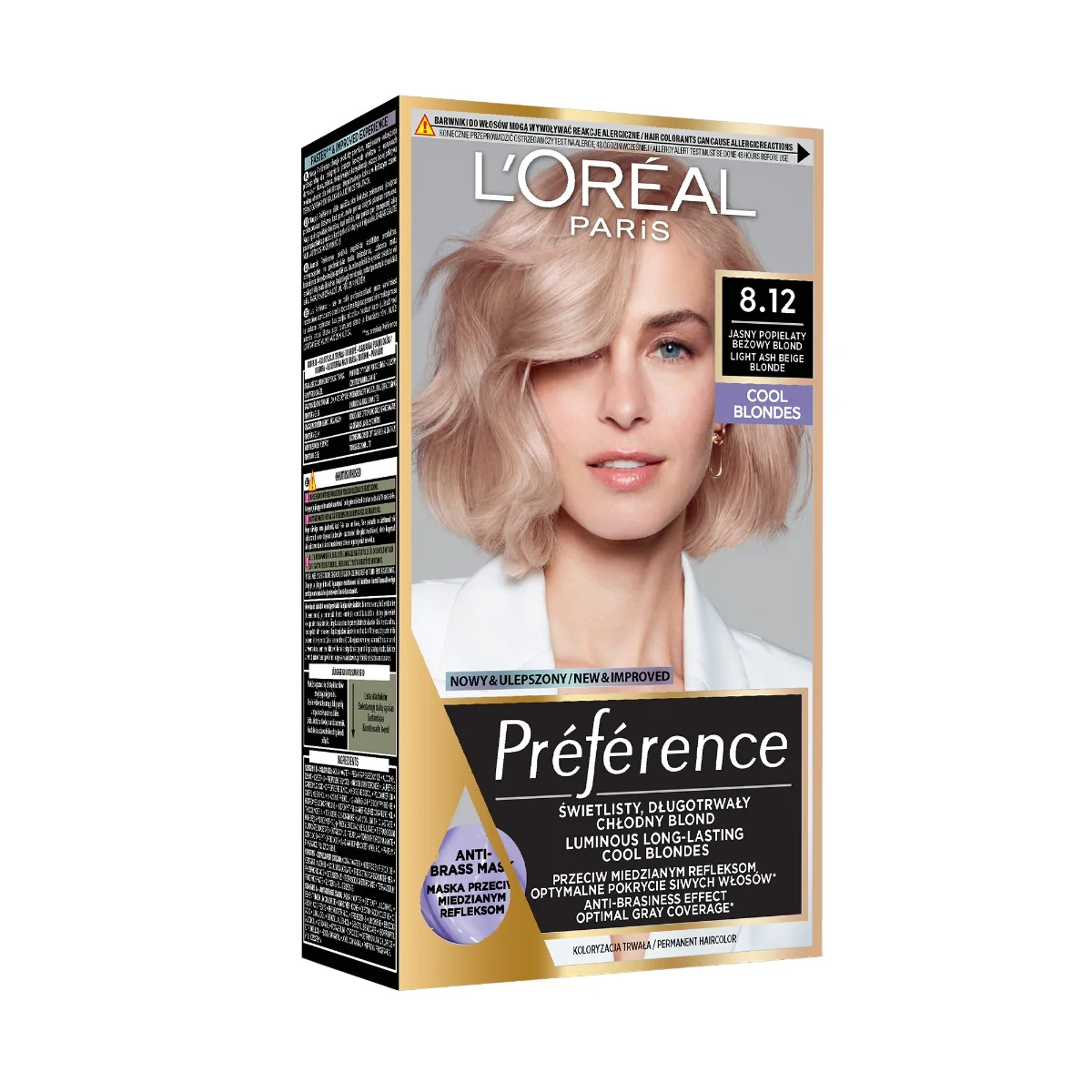 Vopsea de par permanenta cu amoniac Preference 8.12 Alaska, 204ml, L'Oreal Paris 