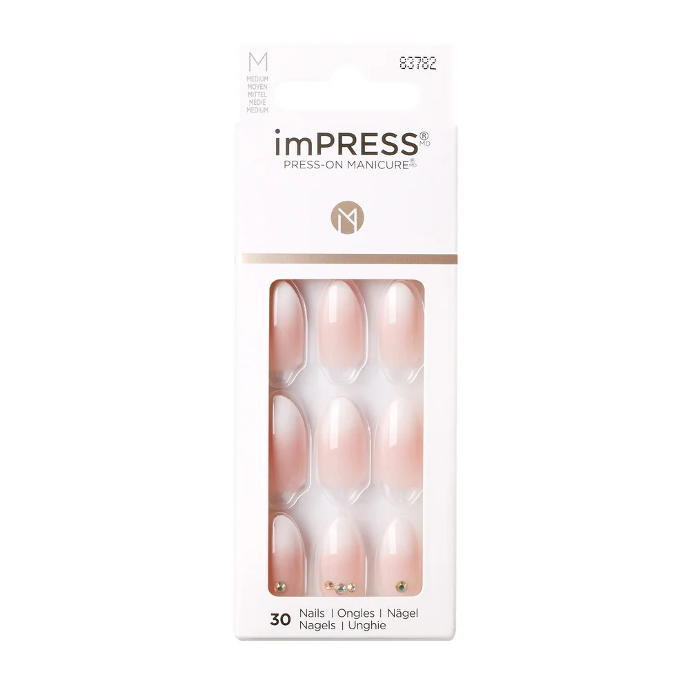 Unghii false imPress Awestruck Medium Almond, 30 bucati, Kiss 