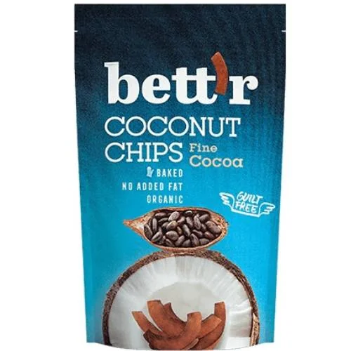 Chips de cocos cu cacao fara gluten Bio, 70g, Bettr