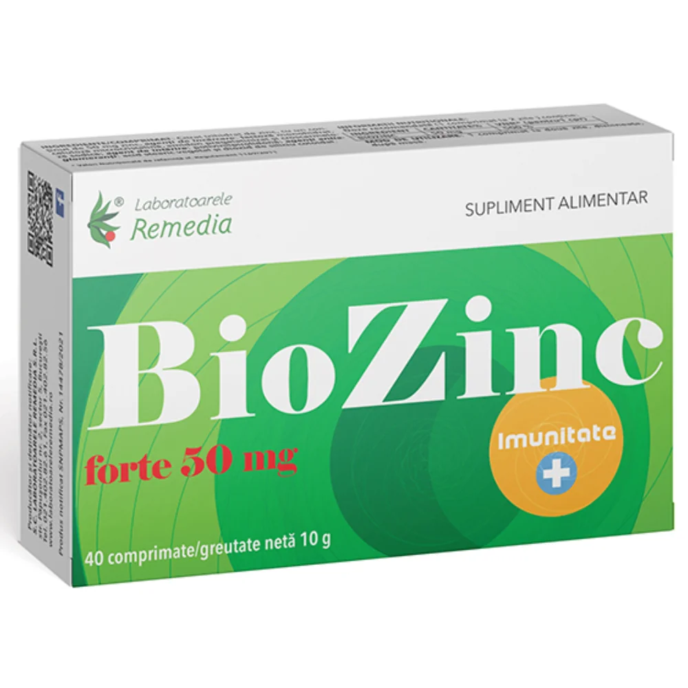 Biozinc Forte 50mg, 40 comprimate, Laboratoarele Remedia