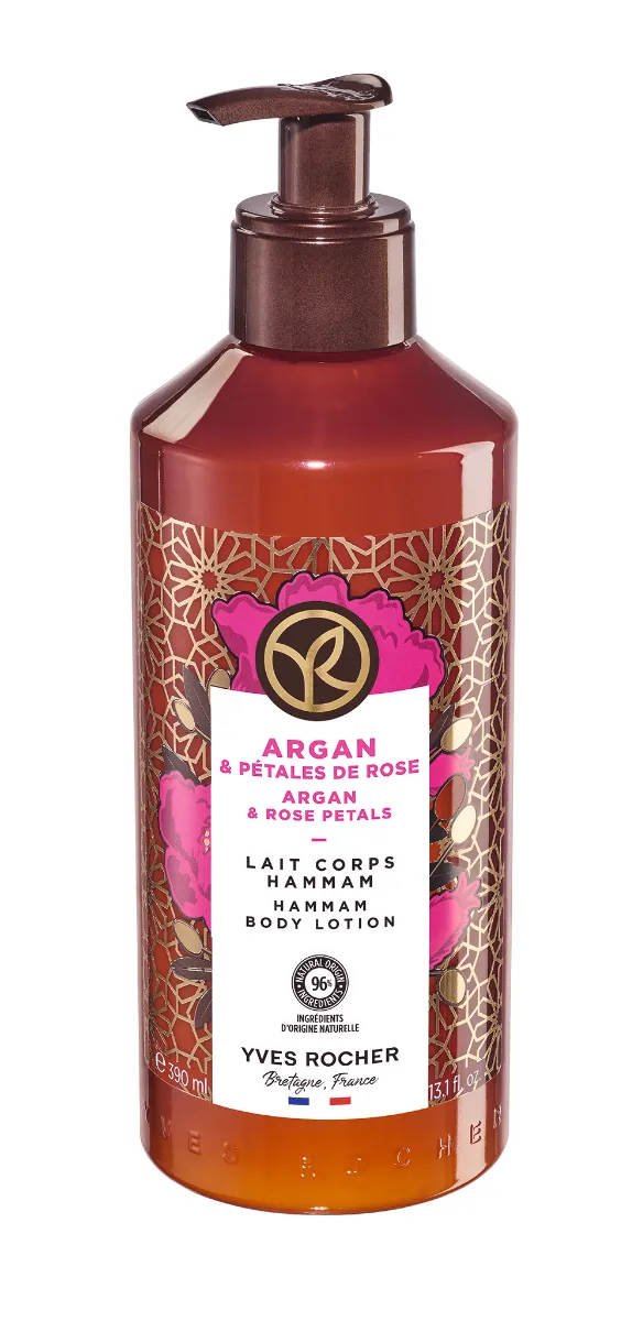 Lapte de corp cu argan si trandafir bio, 390ml, Yves Rocher 