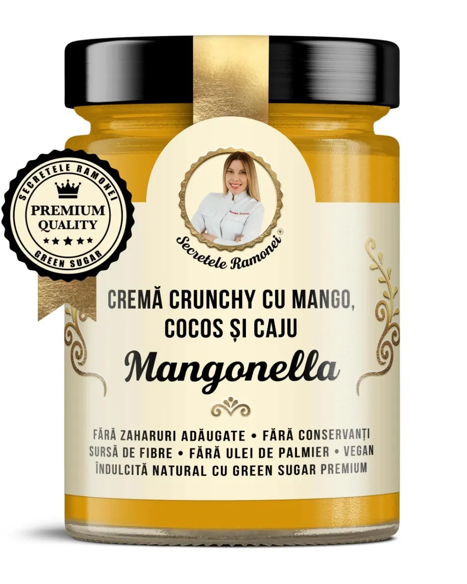 Crema tartinabila de mango cu cocos si caju Mangonella Secretele Ramonei, 350g, Laboratoarele Remedia 